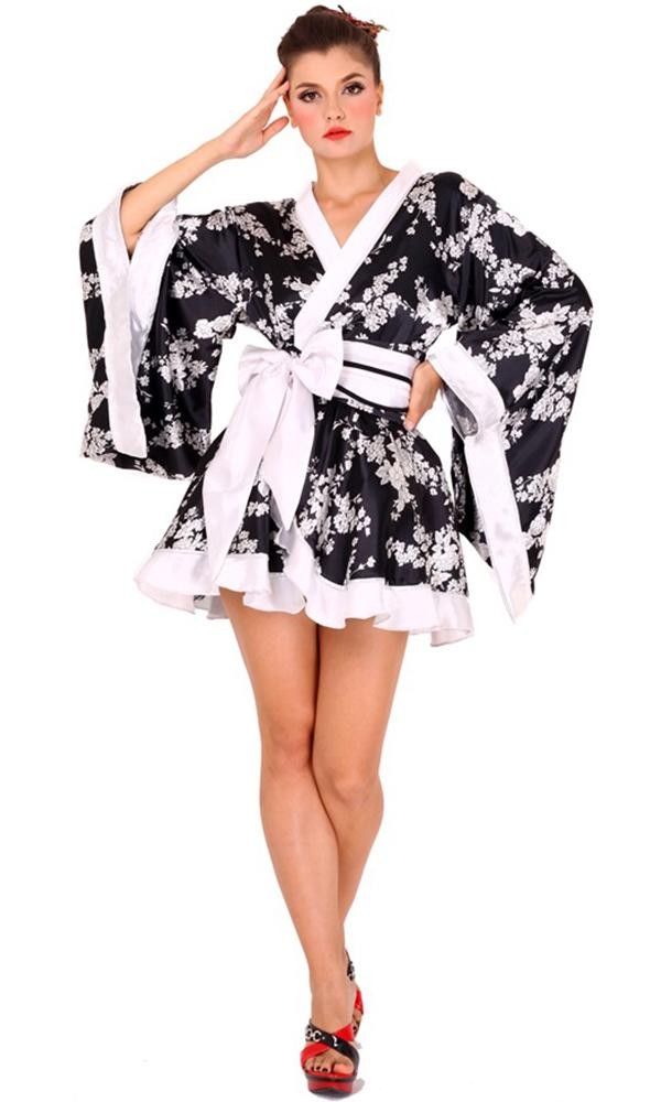 Black Floral Kimono - Kimonos & Yukatas - aFashion
