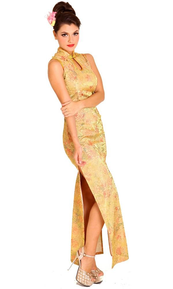 Long Elegant Asian Gown - Cheongsams & Qipaos - aFashion