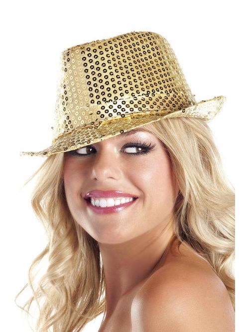 Sequin Fedora Hat Gold