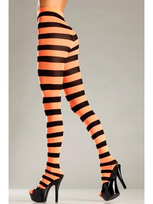 Wide stripe opaque pantyhose